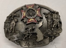 Vintage VFW Life Member Belt Buckle 1987 Siskiyou Buckle Co B71 Williams OR USA