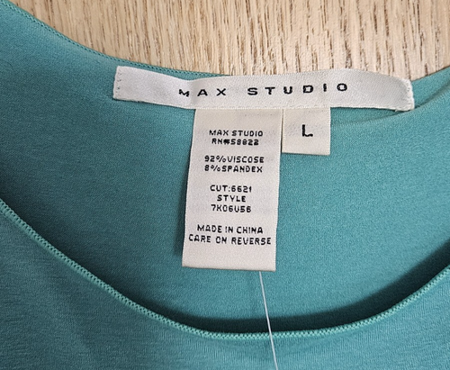 NWT $118 Max Studio Scoop Neck Boho Peasant Turquoise Blue 38"L Dress Size Large - Picture 7 of 13