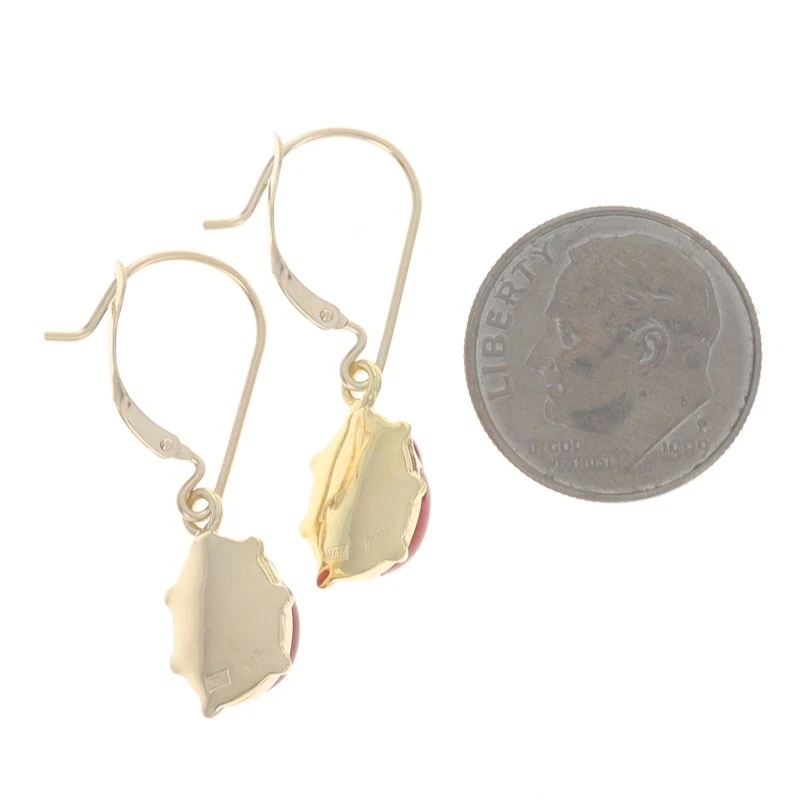 Pendientes colgantes Ladybug esmalte oro amarillo - 14k buena suerte insectos perforados Foto 4 de 4