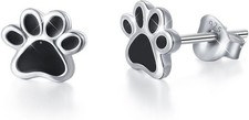 S925 Sterling Silver Puppy Dog Cat Pet Paw Print Stud Earrings