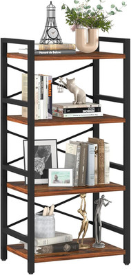 4 Tier Bookshelf - Small Book Shelf Industrial Bookcase, Narrow Book Case Book S