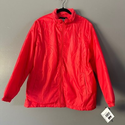 TOTES WATER RESISTANT ORANGE RED ZIP UP COAT LARGE NWT -- NO HOOD