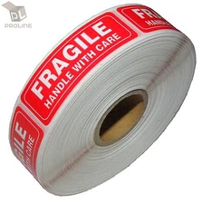 1000 Per Roll 1x3 FRAGILE HANDLE WITH CARE Stickers Labels, Easy Peel and Apply
