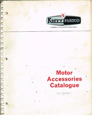 KERRY PARTCO CAR ELECTRICAL ACCESSORIES , TOOLS & SUNDRIES '60's PARTS CATALOGUE