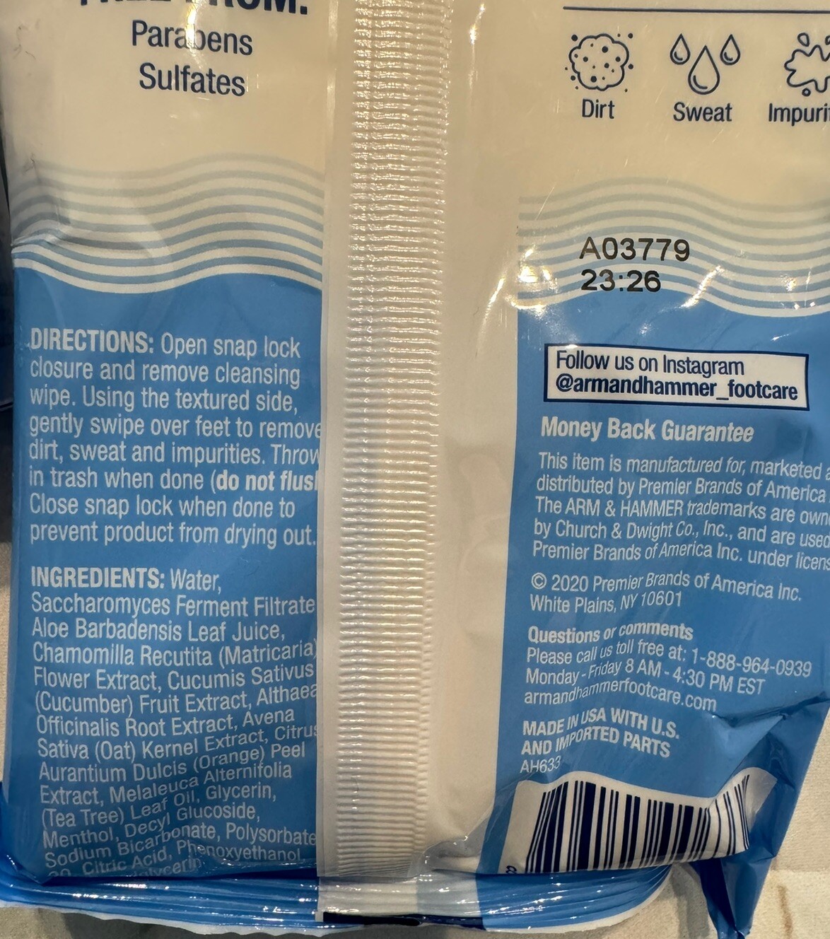 Arm & Hammer Foot Wipes NIB 30 Wipes Fresh Scent eBay