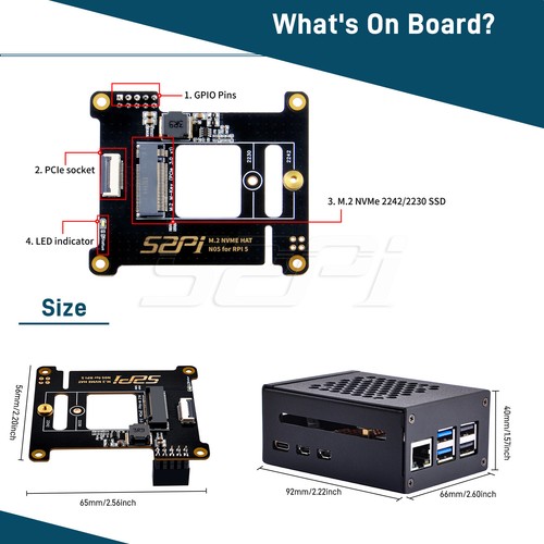 N05 M.2 2242 PCIe To NVMe Top with Metal Case Cooling Fan for Raspberry Pi 5 - Picture 2 of 20