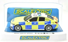 Scalextric BMW 330i M-Sport UK Police Car DPR Lights Siren 1/32 Slot Car C4165