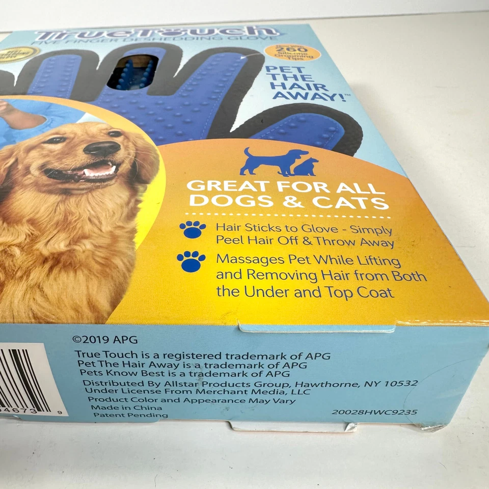 New In Box True Touch Five Finger Deshedding Glove Pet The Hair Away Dogs & Cats - Image 4 of 4