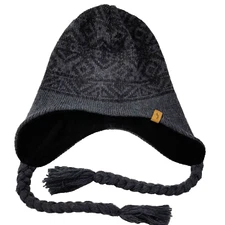 EMS Eastern Mountain Sports Hat Unisex Gray Wool Blend Ear Flap Braids Lined OS