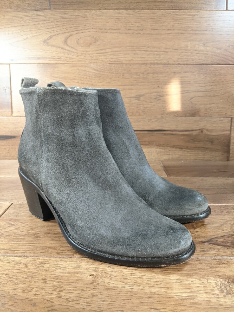 Diesel Gray Suede Boots Diesel Suede Gunmetal Grey Back-Zip Boots The color... | Depop main image 2