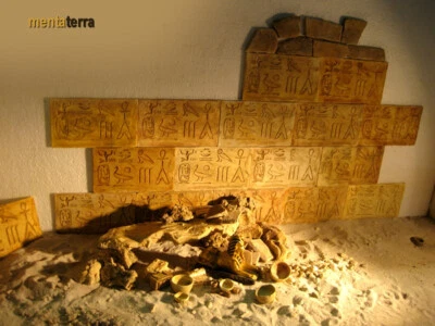 MENTA-MODELLBAU Ägyptische Dekorfliese Nr. 9, Höhlenmalerei 3 Stck, Terrarien Deko, menmt0012