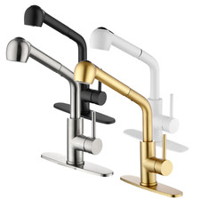Commercial Kitchen Sink Faucet Pull Down Sprayer Spring Mixer StainlessSteel Tap