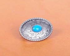 10PC 35*25MM Silver LEATHERCRAFT TURQUOISE FLORAL ENGRAVED CONCHOS SCREWBACK
