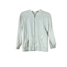 Equipment Womens Size Xs Ivory Silk Broderie Eyelet Lightwieght Bomber Jacket