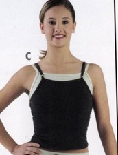 DOUBLE CAMISOLE JAZZ TOP Metal Accent Strap ch/Ad empire waist Charcoal/LtGREEN
