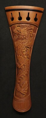 Handmade Carved  boxwood VIOLA tailpiece 4/4. Dragon design French Mod # item I
