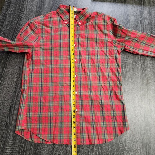 J Crew Plaid Shirt Mens Medium Red Green 100s Ply Yarns Slim Secret Wash New - Picture 6 of 6