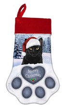Black Shorthair Cat Holiday Christmas Stocking
