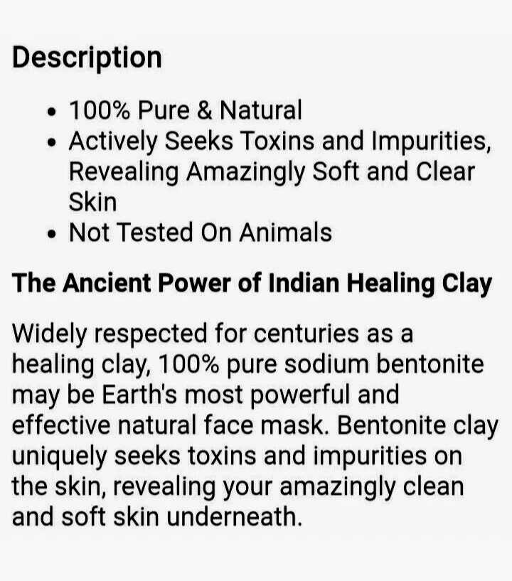 Pure Body Naturals argila bentonita cura indiana 8, fl oz (227 g) toxinas e acne - Imagem 3 de 4