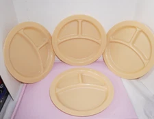 CAMBRO PLATES 93CW / 3-Compartment Heat Keeper Base set of 4pcs TAN Camping Prop