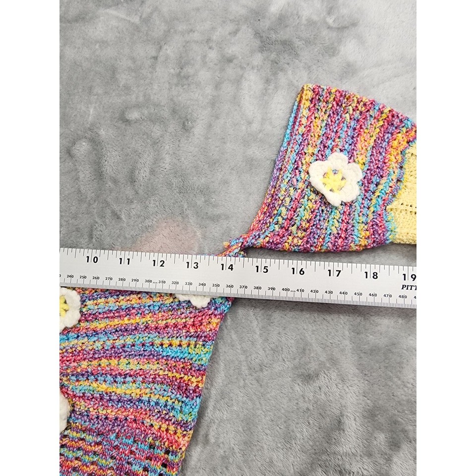 Cider Floral Lace Up Knit Crop Top Size M Multicolor Spacedye Marled