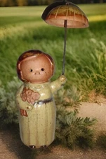 VINTAGE FITZ AND FLOYD STONEWARE FIGURINE GIRL UMBRELLA PARASOL MADE JAPAN 70's