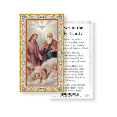 Prayer to the Holy Trinity - gold trim - Paperstock Holy Card 734-133