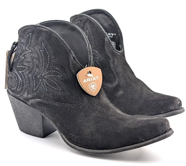 Ariat Mujer Talla 8 Layla Western Botines Gamuza Negra Envejecida - 10046888 Foto 2 de 4
