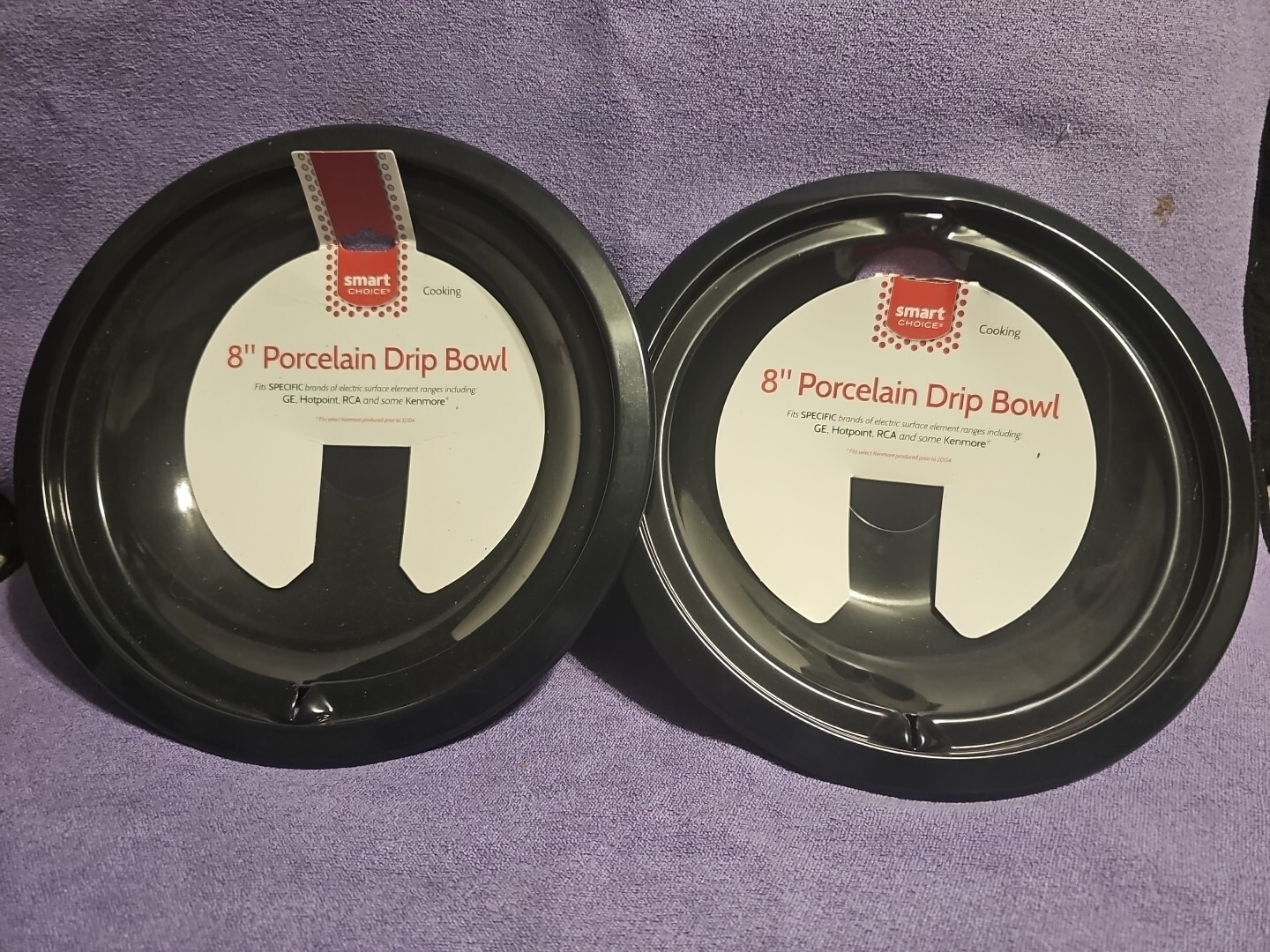 Smart Choice 8" Range Stove Drip Pans Porcelain Burner Bowls 2pc Set