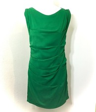 EXPRESS Emerald Green Sleeveless Draped Zip Cocktail Party Work Midi Dress SZ 8