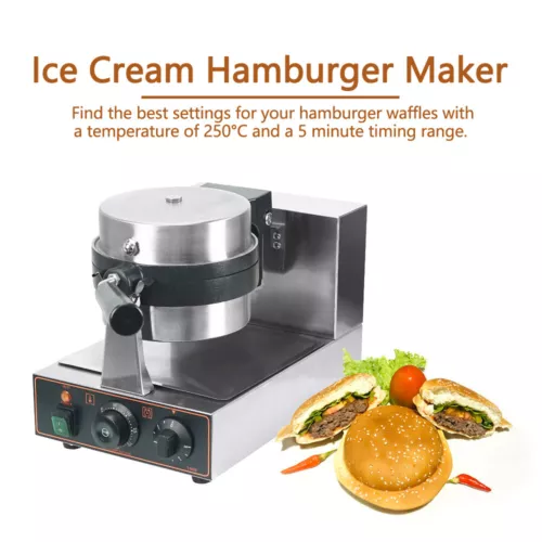 Burger Waffle Maker Machine Commercial Electric Hamburger Panini Press Making US - Picture 16 of 25