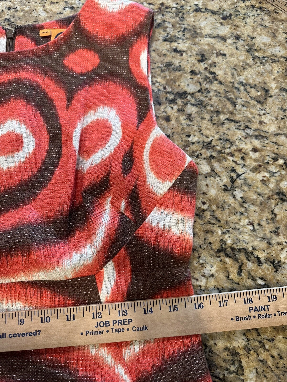 Abito donna Tory Burch stampa Ikat senza maniche linea A. Taglia 8