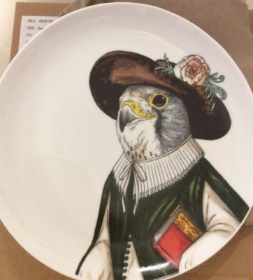 West Elm Rachel Kozlowski Dapper Animal Plate Kestrel Bird NEW
