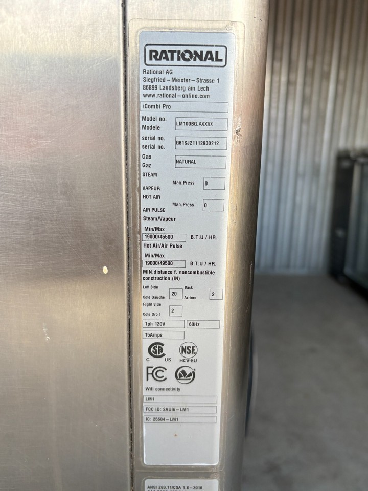 Double stack Rational iCombi Pro 6-half size Natural Gas manufactured ...