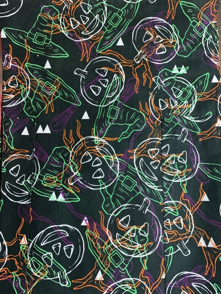 TAFFORD SCRUB TOP SIZES XS, S, M, HALLOWEEN AFRAID OF THE DARK, BLACK OUT NWT - Image 4 of 4