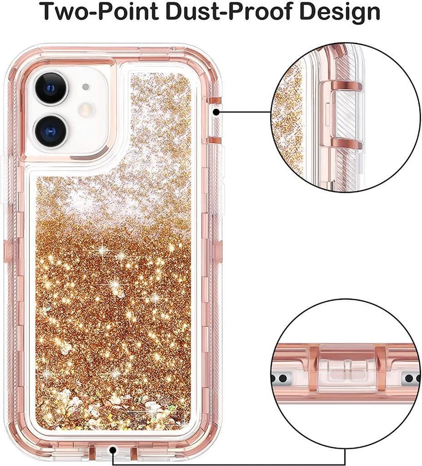 Funda protectora a prueba de golpes para iPhone 15/14/13/12/11/XR/XS/8/7 brillo arena movediza Foto 4 de 4