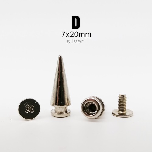 10sets Decor Punk Bullet Spike Cone Rivet Stud for Leather Bag Belt Jacket Shoes - Picture 20 of 38