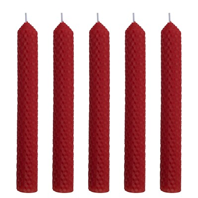 5 Set 1'' x 8'' Pure Natural Handmade Beeswax Honeycomb Hand Rolled Taper Candles