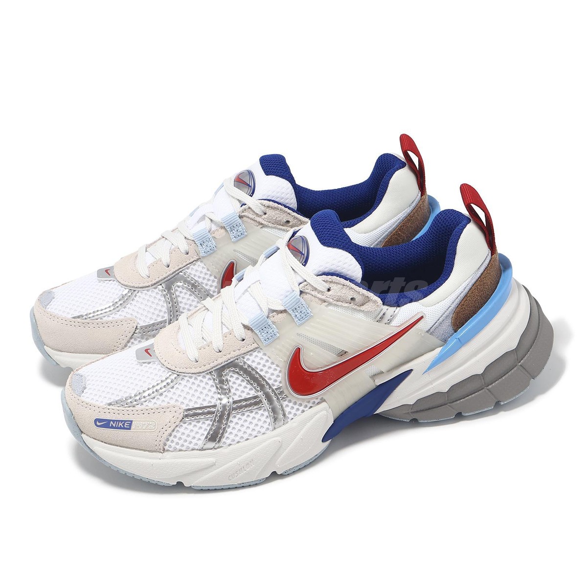 Nike V2K Run Metallic Silver Gtm Red Sail Women Casual Shoes