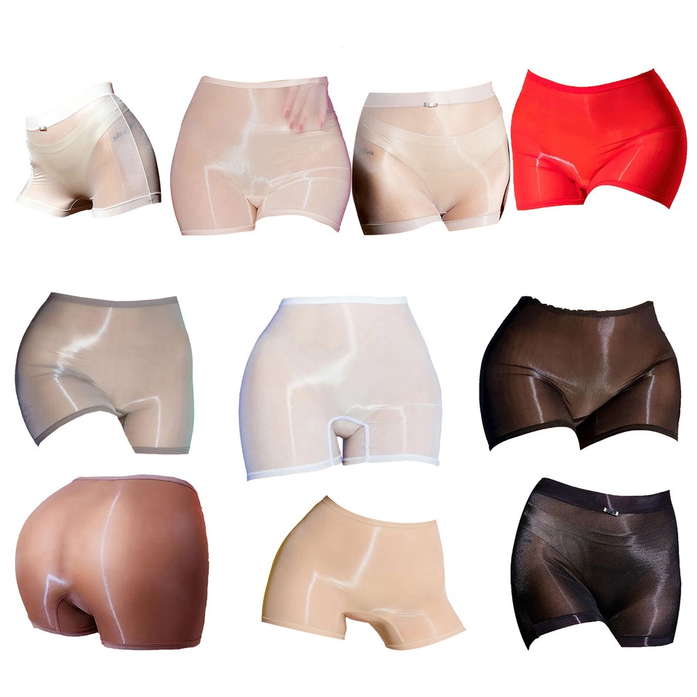 Women Oil Glossy Silk Boyshorts Panties Stretchy Boxer Briefs Underwear Lingerie