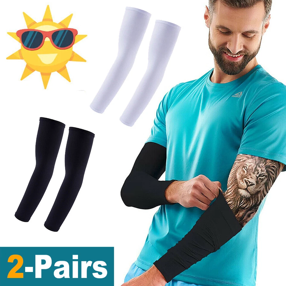 2Pairs Arm Compression Sleeves for Basketball Shooting Baseball Sun Sleeve Cover