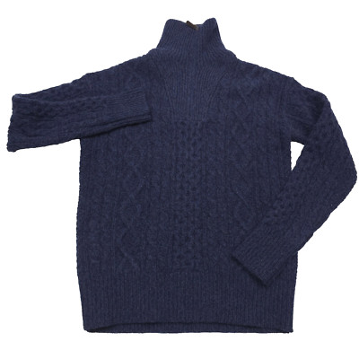 $398 Polo Ralph Lauren Aran Knit Wool Alpaca Zip Pullover Sweater Mens Small