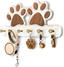 Farmhouse Key Holder for Wall - Decorative Dog Leash Hanger and Coat Rack Wall M