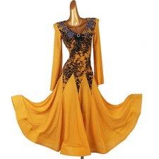 Latin Ballroom Dance Dress Modern Salsa Waltz Standard Long Dress F586 Orange