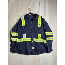 Bocomal FR Shirt Mens 3XL Navy Blue Hi Vis Reflective Flame Resistant NFPA 2112