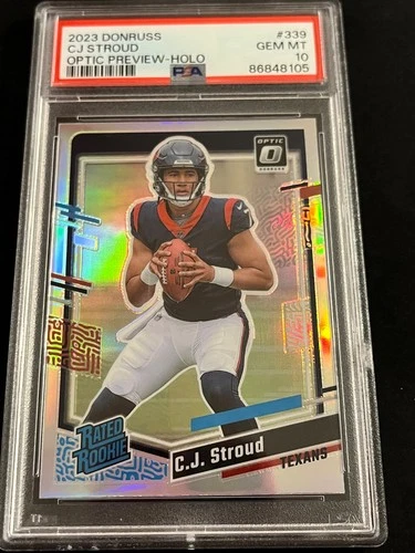C.J. STROUD 2023 DONRUSS OPTIC RATED ROOKIE PREVIEW HOLO RC PSA 10 🔥🔥🔥