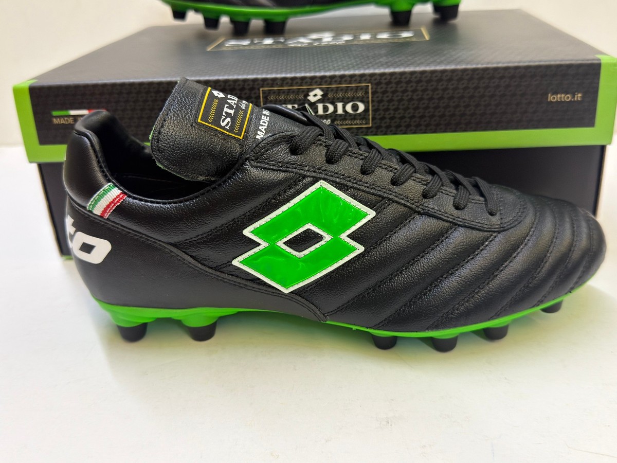 Lotto Stadio OG II FG Soccer Cleats Black Spring Green & White