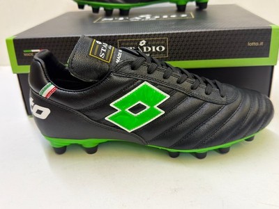 Lotto Stadio OG II FG Soccer Cleats Black Spring Green & White