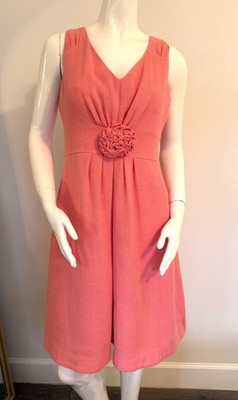 LILLY PULITZER Parker Dress Size 10 Hotty Pink V-Neck Pockets Rosette Lined