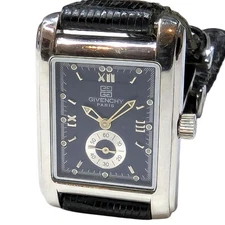 GIVENCHY COPERNIC II Rectangle Wristwatch Silver Small Seconds Used working